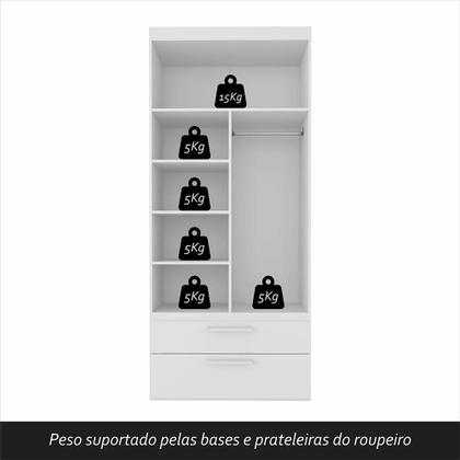 Imagem de Guarda Roupa Infantil 4 Pts 2 Gav Com Escrivaninha Joy Branco - M.a