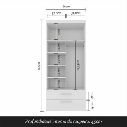 Imagem de Guarda Roupa Infantil 4 Pts 2 Gav Com Escrivaninha Joy Branco - M.a