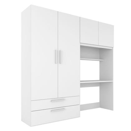 Imagem de Guarda Roupa Infantil 4 Pts 2 Gav Com Escrivaninha Joy Branco - M.a