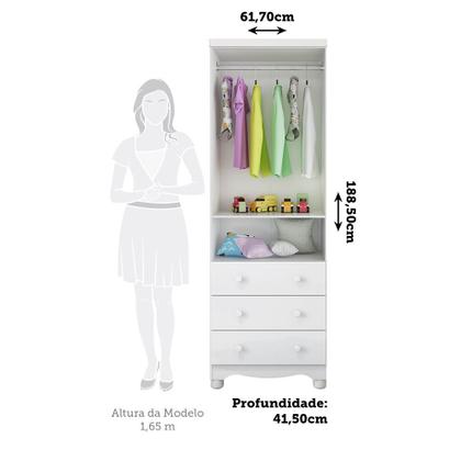 Imagem de Guarda-roupa Infantil 61,7cm 2 Portas 3 Gavetas com Janelas e Pés Ezra 100% Mdf Espresso Móveis