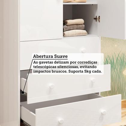 Imagem de Guarda-roupa Infantil 61,7cm 2 Portas 3 Gavetas com Janelas e Pés Ezra 100% Mdf Espresso Móveis