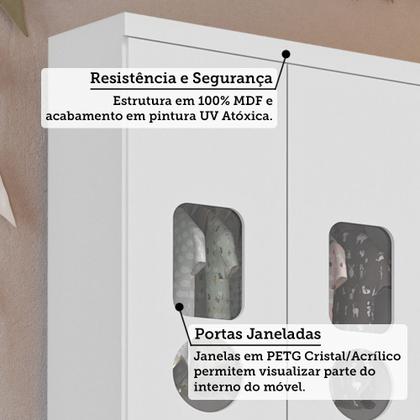 Imagem de Guarda-roupa Infantil 61,7cm 2 Portas 3 Gavetas com Janelas e Pés Ezra 100% Mdf Espresso Móveis