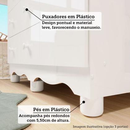 Imagem de Guarda-roupa Infantil 61,7cm 2 Portas 3 Gavetas com Janelas e Pés Ezra 100% Mdf Espresso Móveis