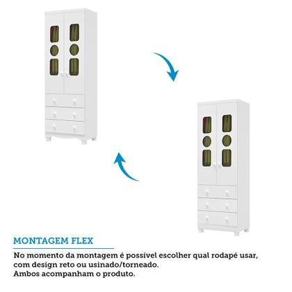 Imagem de Guarda-roupa Infantil 61,7cm 2 Portas 3 Gavetas com Janelas e Pés Ezra 100% Mdf Espresso Móveis