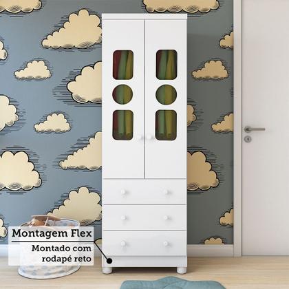 Imagem de Guarda-roupa Infantil 61,7cm 2 Portas 3 Gavetas com Janelas e Pés Ezra 100% Mdf Espresso Móveis