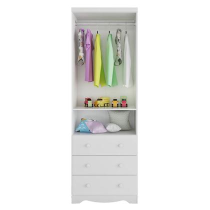 Imagem de Guarda-roupa Infantil 61,7cm 2 Portas 3 Gavetas com Janelas sem Pés Ezra 100% Mdf Espresso Móveis