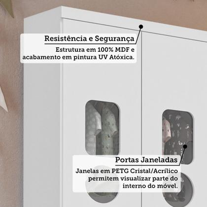 Imagem de Guarda-roupa Infantil 61,7cm 2 Portas 3 Gavetas com Janelas sem Pés Ezra 100% Mdf Espresso Móveis