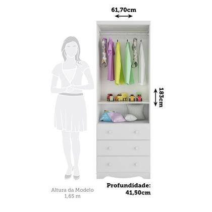 Imagem de Guarda-roupa Infantil 61,7cm 2 Portas 3 Gavetas com Janelas sem Pés Ezra 100% Mdf Espresso Móveis