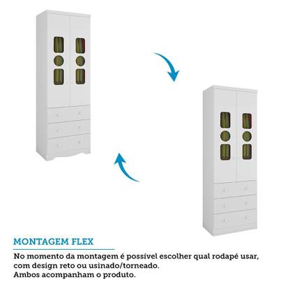 Imagem de Guarda-roupa Infantil 61,7cm 2 Portas 3 Gavetas com Janelas sem Pés Ezra 100% Mdf Espresso Móveis