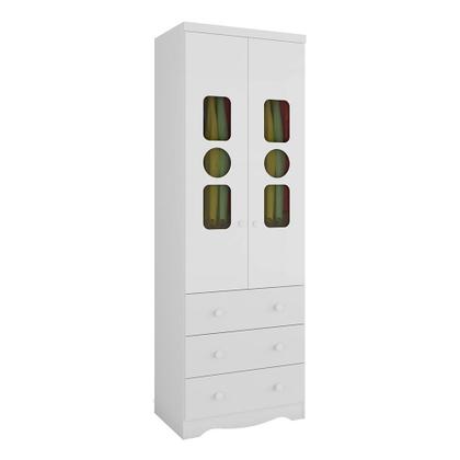 Imagem de Guarda-roupa Infantil 61,7cm 2 Portas 3 Gavetas com Janelas sem Pés Ezra 100% Mdf Espresso Móveis