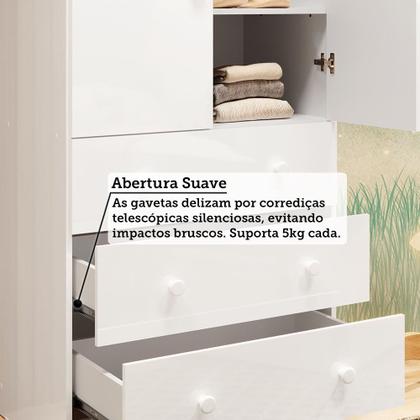 Imagem de Guarda-roupa Infantil 61,7cm 2 Portas 3 Gavetas com Janelas sem Pés Ezra 100% Mdf Espresso Móveis