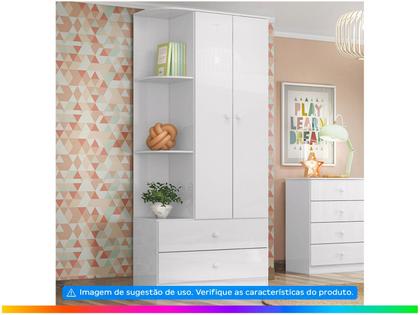 Imagem de Guarda Roupa Infantil Amarelinha 2 Portas Branco Brilho  Henn