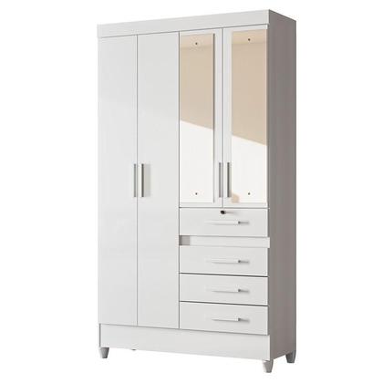 Imagem de Guarda Roupa Infantil Ambiente Sobral 4 Portas Branco Flex com Espelho - Moval