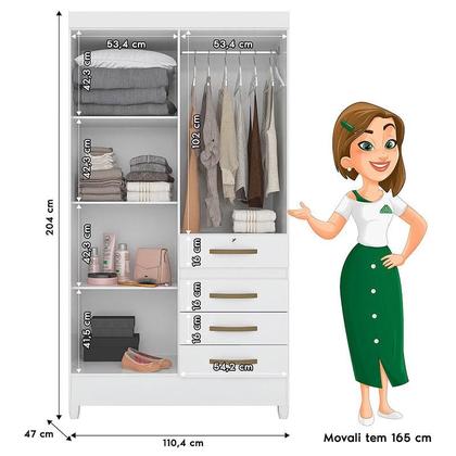 Imagem de Guarda Roupa Infantil Ambiente Sobral 4 Portas Branco Flex com Espelho - Moval