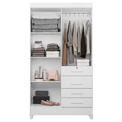 Imagem de Guarda Roupa Infantil Ambiente Sobral 4 Portas Branco Flex com Espelho - Moval