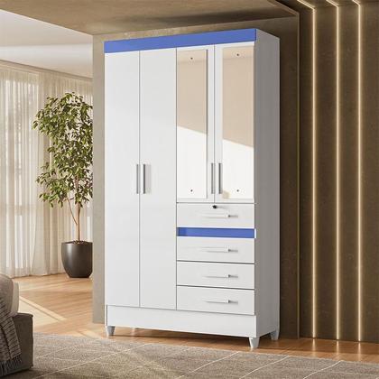 Imagem de Guarda Roupa Infantil Ambiente Sobral 4 Portas Branco Flex com Espelho - Moval