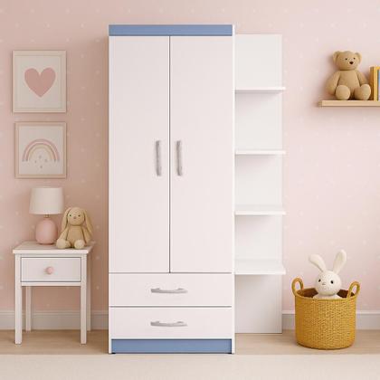 Imagem de Guarda-Roupa Infantil Atalaia 2 Portas 2 Gavetas com 4 Prateleiras Externas