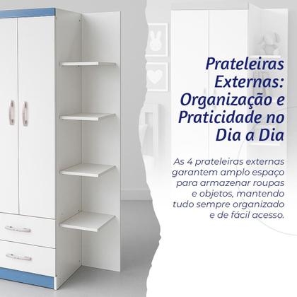 Imagem de Guarda-Roupa Infantil Atalaia 2 Portas 2 Gavetas com 4 Prateleiras Externas
