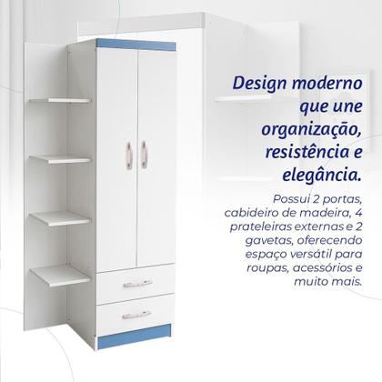 Imagem de Guarda-Roupa Infantil Atalaia 2 Portas 2 Gavetas com 4 Prateleiras Externas