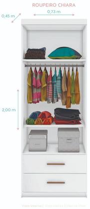 Imagem de Guarda Roupa Infantil Chiara 2 Portas 2 Gavetas Branco - Phoenix Baby