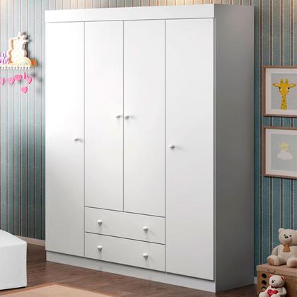 Imagem de Guarda Roupa Infantil Com 4 Porta e 2 Gavetas Helena Cor Branco Phoenix Baby