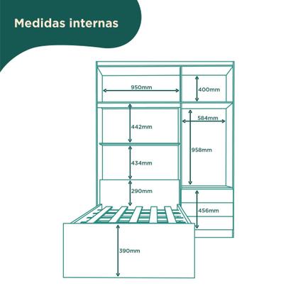 Imagem de Guarda Roupa Infantil com Cama 4 Portas 3 Gavetas Lisboa Espresso Móveis