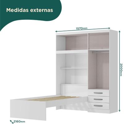 Imagem de Guarda Roupa Infantil com Cama 4 Portas 3 Gavetas Lisboa Espresso Móveis