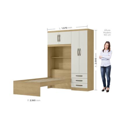 Imagem de Guarda-roupa Infantil com Cama 4 Portas 3 Gavetas Lisboa Espresso Móveis