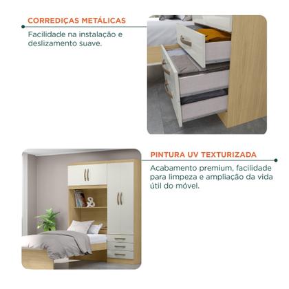 Imagem de Guarda-roupa Infantil com Cama 4 Portas 3 Gavetas Lisboa Espresso Móveis