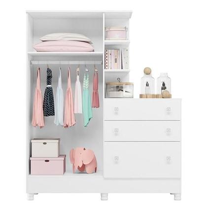 Imagem de Guarda Roupa Infantil com Comoda c/ pés Doce Sonho Branco