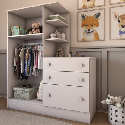 Imagem de Guarda-Roupa Infantil com Cômoda Divertidamente Branco - Panorama Móveis