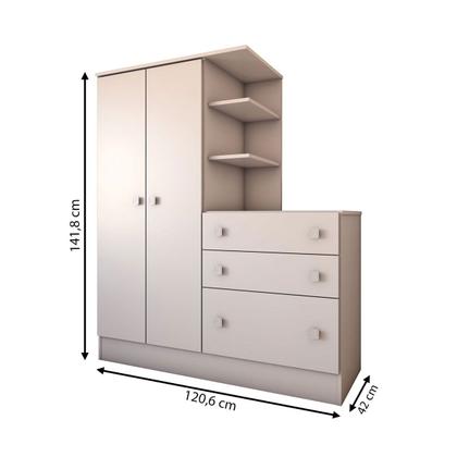 Imagem de Guarda-Roupa Infantil com Cômoda Divertidamente Branco - Panorama Móveis