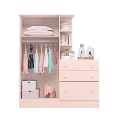 Imagem de Guarda Roupa Infantil com Comoda Doce Sonho Rosa Acetinado