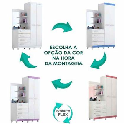 Imagem de Guarda Roupa Infantil com comoda Espelho 2 Portas 4 Gavetas Melissa Cor flex 100% mdf - ACP Móveis
