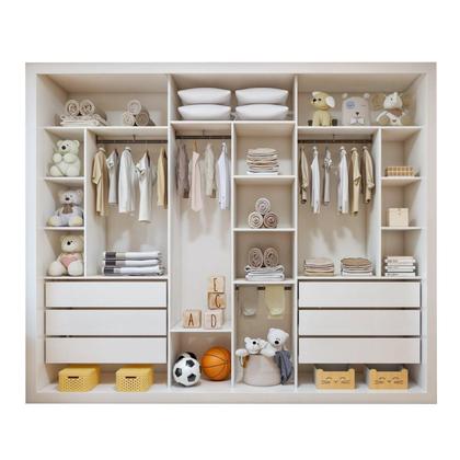 Imagem de Guarda-roupa Infantil com Espelho 3 Portas 6 Gavetas Marcella Branco