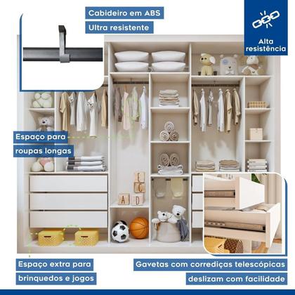 Imagem de Guarda-roupa Infantil com Espelho 3 Portas 6 Gavetas Marcella Branco