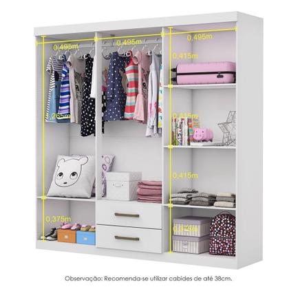 Imagem de Guarda Roupa Infantil Elissa 6 Portas Carioca Móveis Branco
