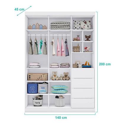 Imagem de Guarda Roupa Infantil Eloá 3 Portas Branco Acetinado  Phoenix Baby