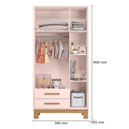 Imagem de Guarda Roupa Infantil Encanto Slim 4340 Rosa Acetinado - Qmovi