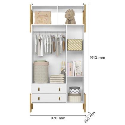 Imagem de Guarda Roupa Infantil Fantasia 4375 Branco Acetinado - Qmovi
