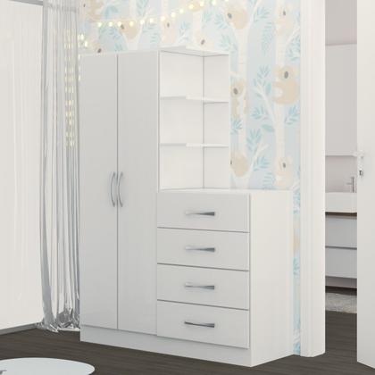 Imagem de Guarda-Roupa Infantil Hora de Aventura com Cômoda 2 Portas 4 Gavetas Branco - Panorama Móveis