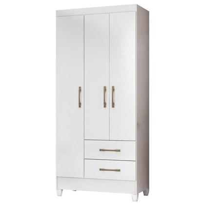 Imagem de Guarda Roupa Infantil Lima Com Cômoda Vênus Com Pés E Armário Multiuso Jade Branco Brilho - Moval