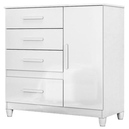 Imagem de Guarda Roupa Infantil Lima e Cômoda Vênus com Pés Branco Flex  Moval