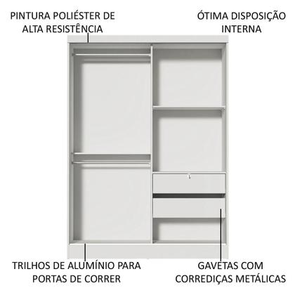 Imagem de Guarda-Roupa Infantil Madesa Nick 2 Portas de Correr - Branco
