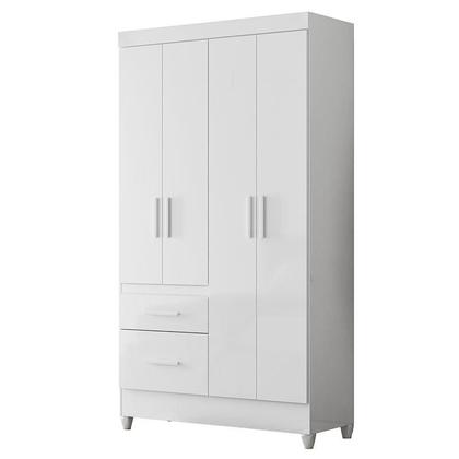 Imagem de Guarda Roupa Infantil Madri com Cômoda MS913 e Armário Multiuso New Íris Branco Brilho  Moval