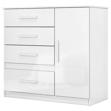 Imagem de Guarda Roupa Infantil Madri com Cômoda Vênus e Armário Multiuso New Íris Branco Brilho  Moval