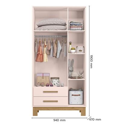 Imagem de Guarda Roupa Infantil Q Encanto Slim 3 Portas e 2 Gavetas - Qmovi