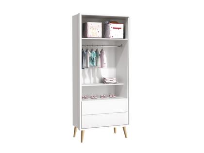 Imagem de Guarda Roupa Infantil Theo 2 Portas Branco Acetinado com Pés Madeira Natural - Reller