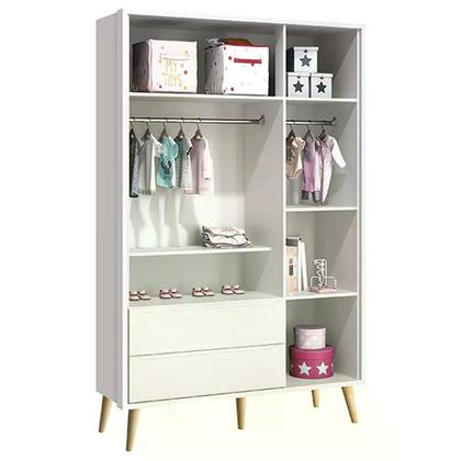 Imagem de Guarda Roupa Infantil Theo 3 Portas Branco Fosco com Pés Madeira Natural - Reller Móveis