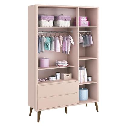 Imagem de Guarda Roupa Infantil Theo 3 Portas Rosa com Pés Amadeirados  Reller